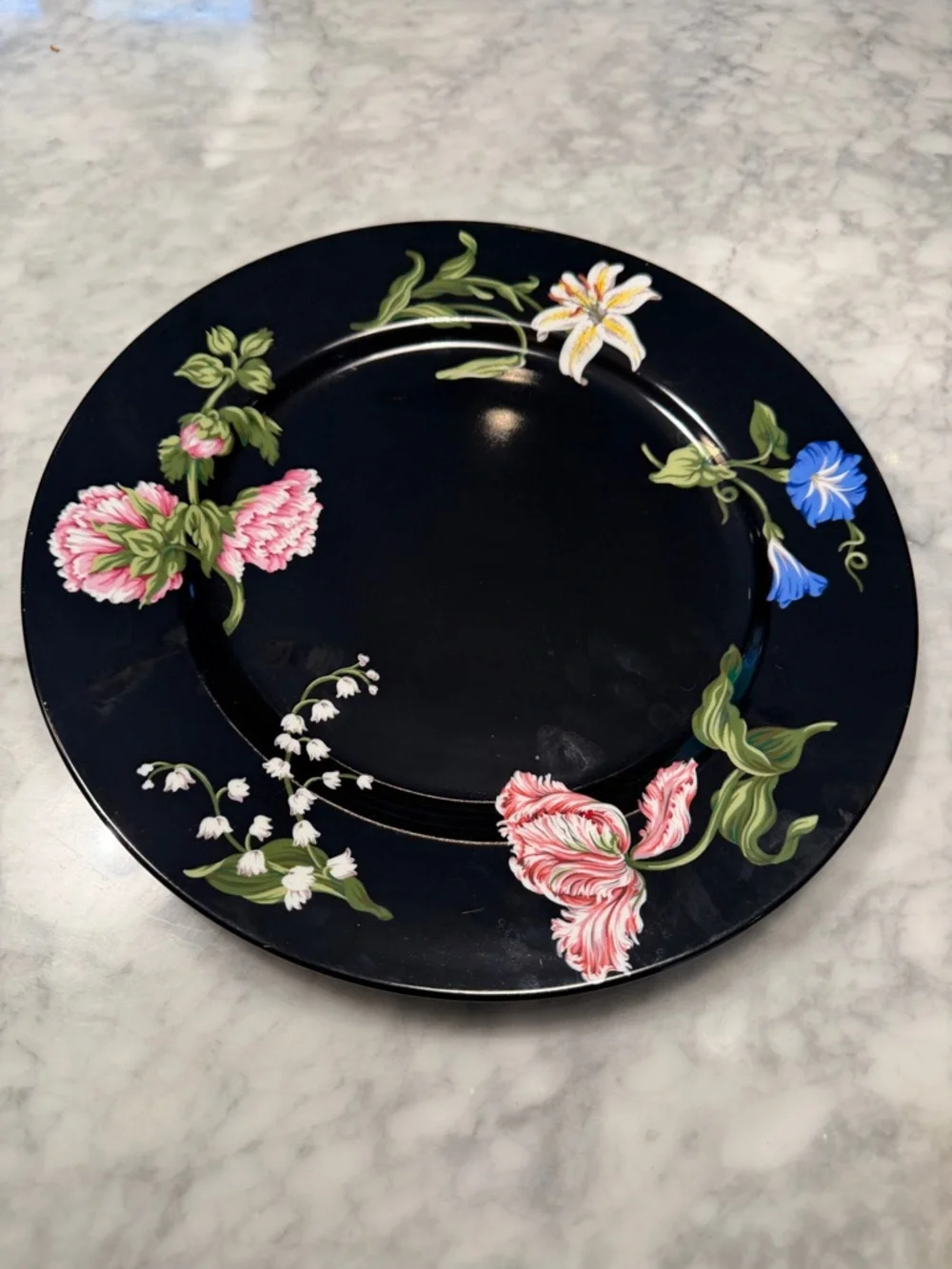 Tiffany & Co. Black Floral Plate a highly collectible, discontinued pattern